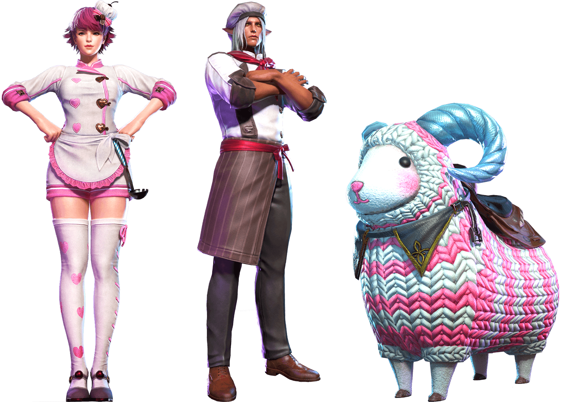 Pastry Chef Paramour Outfit and Sweet Blush Sheep Plush mount