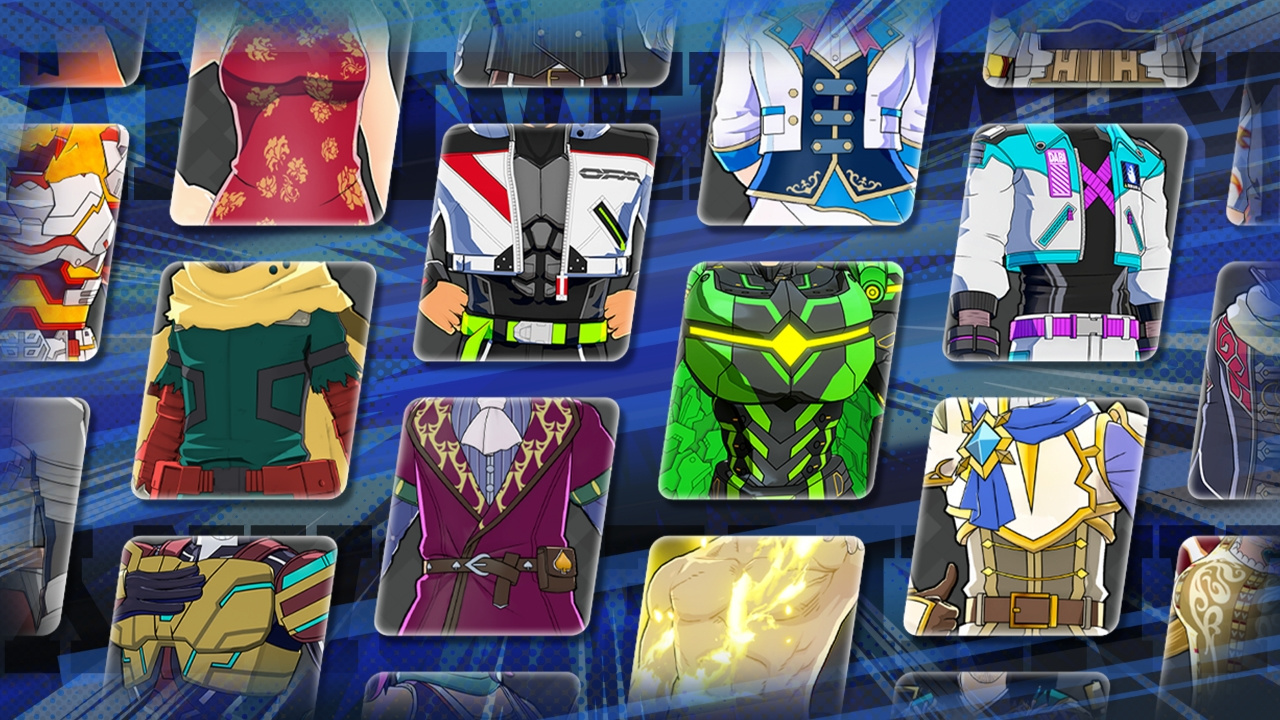 My Hero Ultra Rumble Season 19 costume collection grid showcasing new character outfit variants
